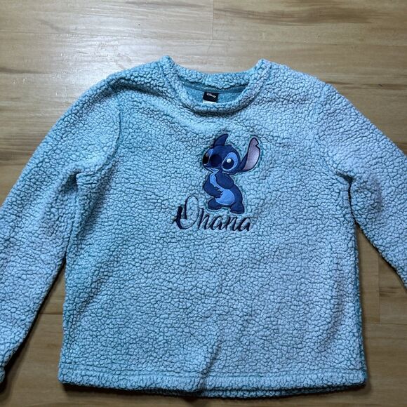 Disney Jackets & Blazers - Disney Fleece Pullover Sweater Ohana Stitch Teal Women's Sz M (8-10) Super Soft